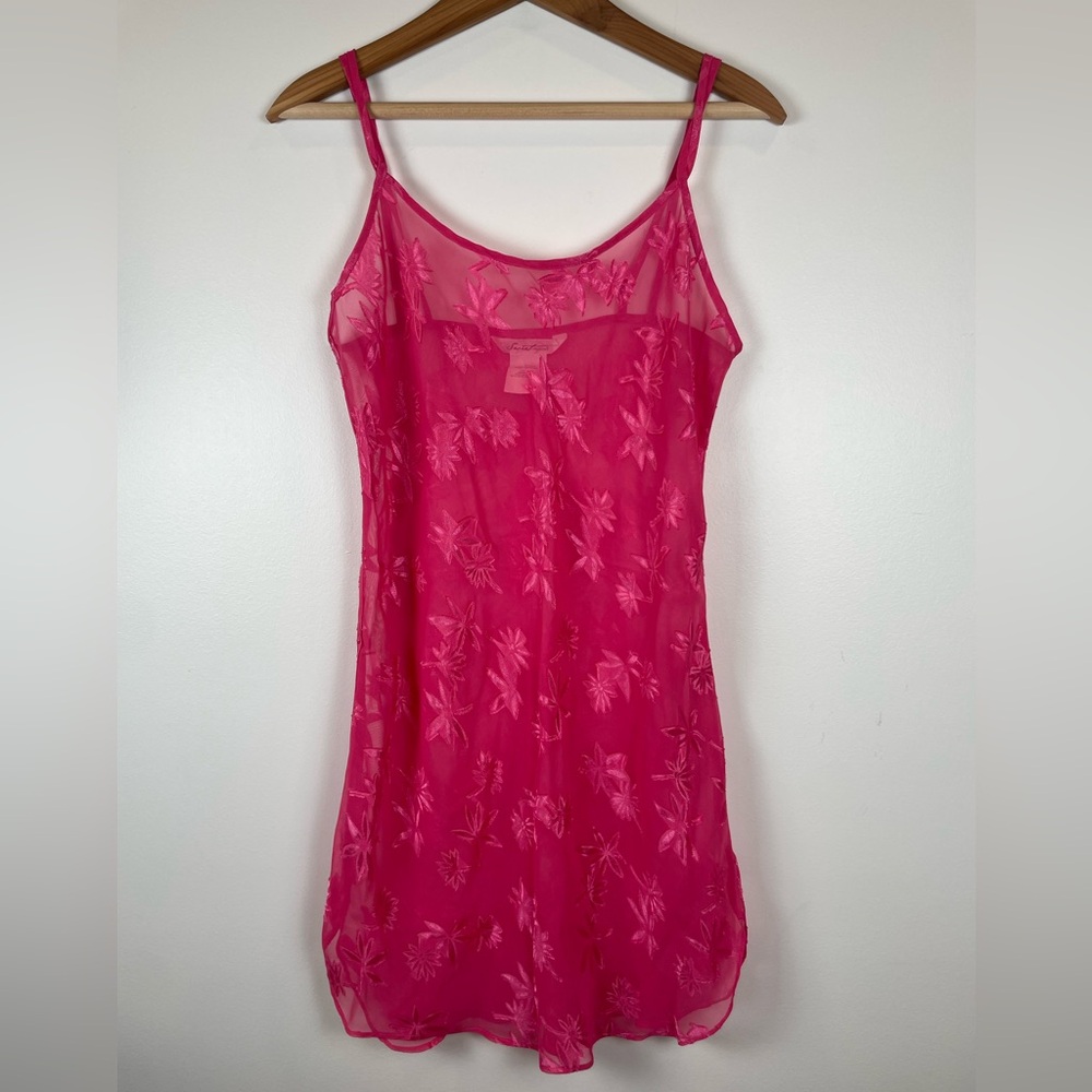 VTG Secret Treasures Pink Floral Embroidered Slip Dress Y2K Fairy Coquette Girly